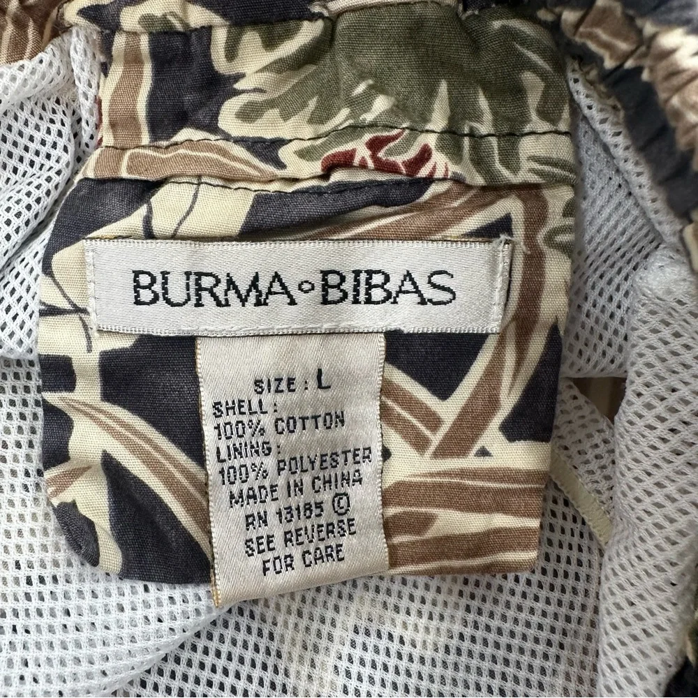 Burma Bibas Men's Floral Swim Trunks Size L Cotton Mesh Lined Tropical Shorts